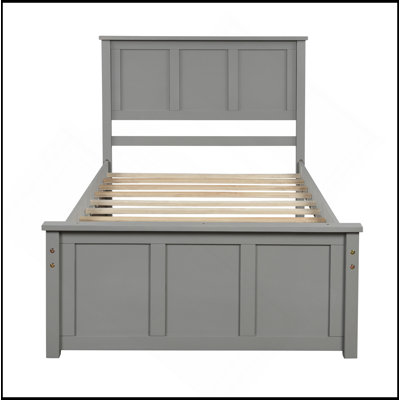 Lit plateforme avec lit gigogne simple, cadre simple, gris