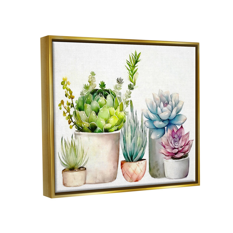 "Dakota Fields Succulent Plants", art floral sur toile encadrée par Ziwei Li, H 17 po x l 21 po x P 1,7 po