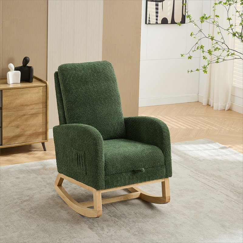 Chaise berçante rembourrée avec repose-pieds Lace Boucle, Ivoire ivoire