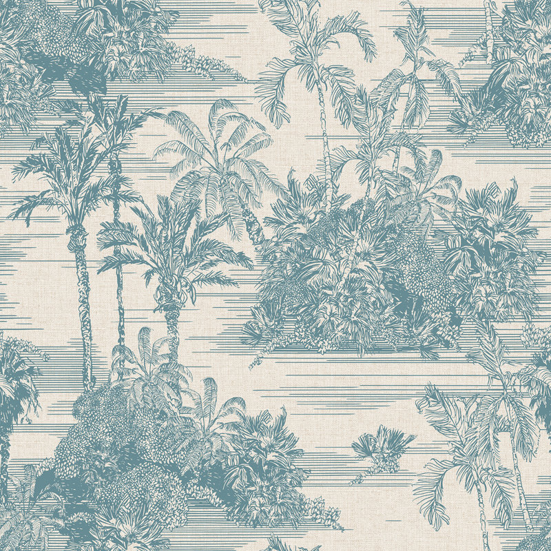Papier peint adhésif Tropic Toile, Bleu