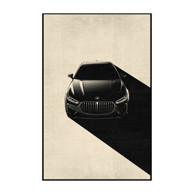 Machine Washable Vehicles And Transportation Luxury Sedan Posh & Luxe Rug in Beige – Black Binding