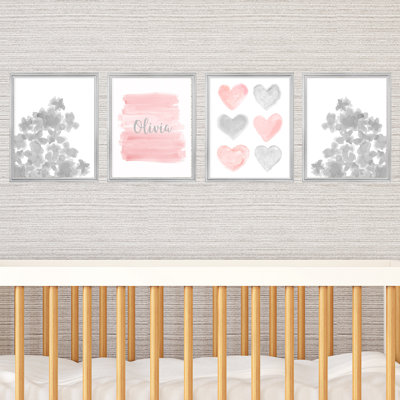 Ombre, Hearts and Flowers Nursery Paper Print