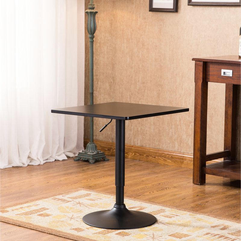 Table de bar carrée noire en métal avec fonction de hauteur réglable - 26 "36" tendance moderne H 24 "x 36" option élégante