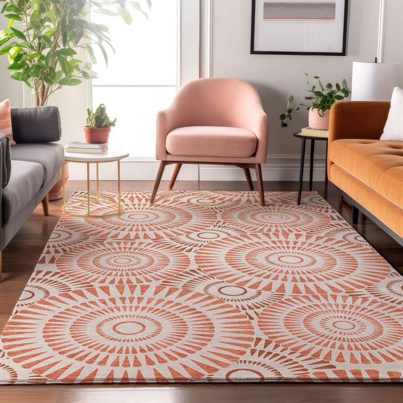 Premium Machine Washable Prisco Coral Rug, Rectangle 9' x 12'