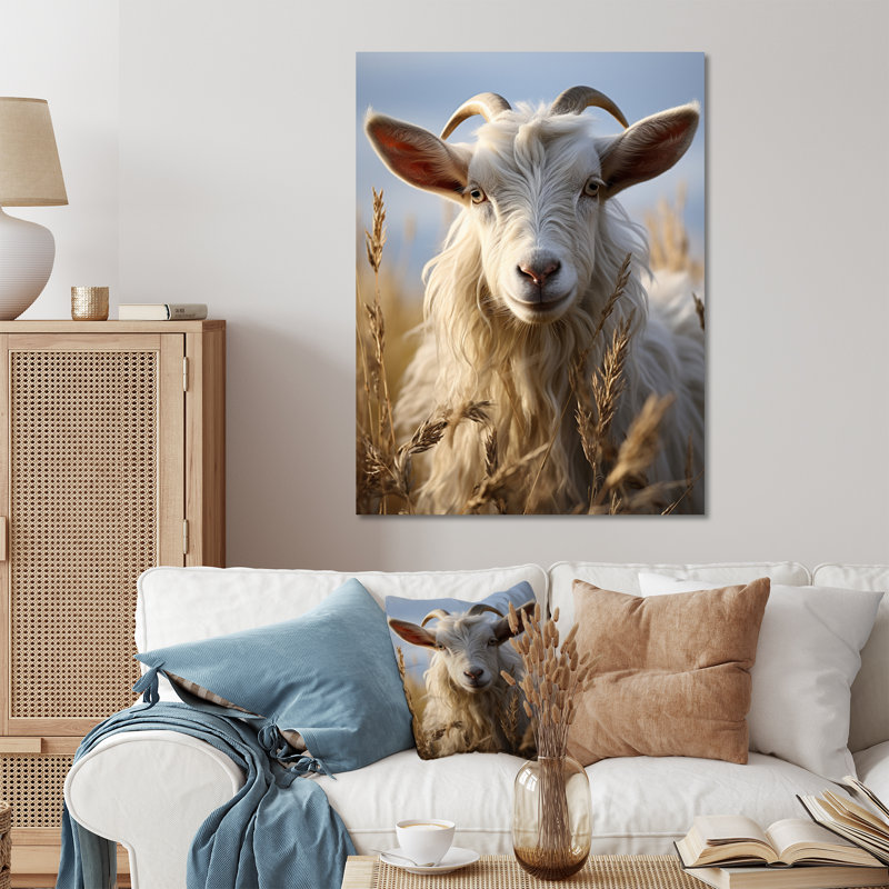 Goat Portrait Vibrant I - Décoration murale en métal animaux chèvre, H 20 po x l 12 po x P 1 po