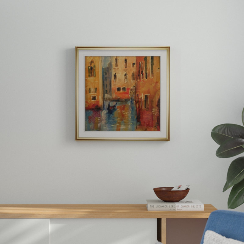 « venice ii », peinture, H 24 po x l 24 po x P 2 po, Cadre doré