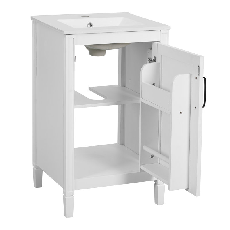 20" Single Bathroom Vanity With Ceramic Sink, White