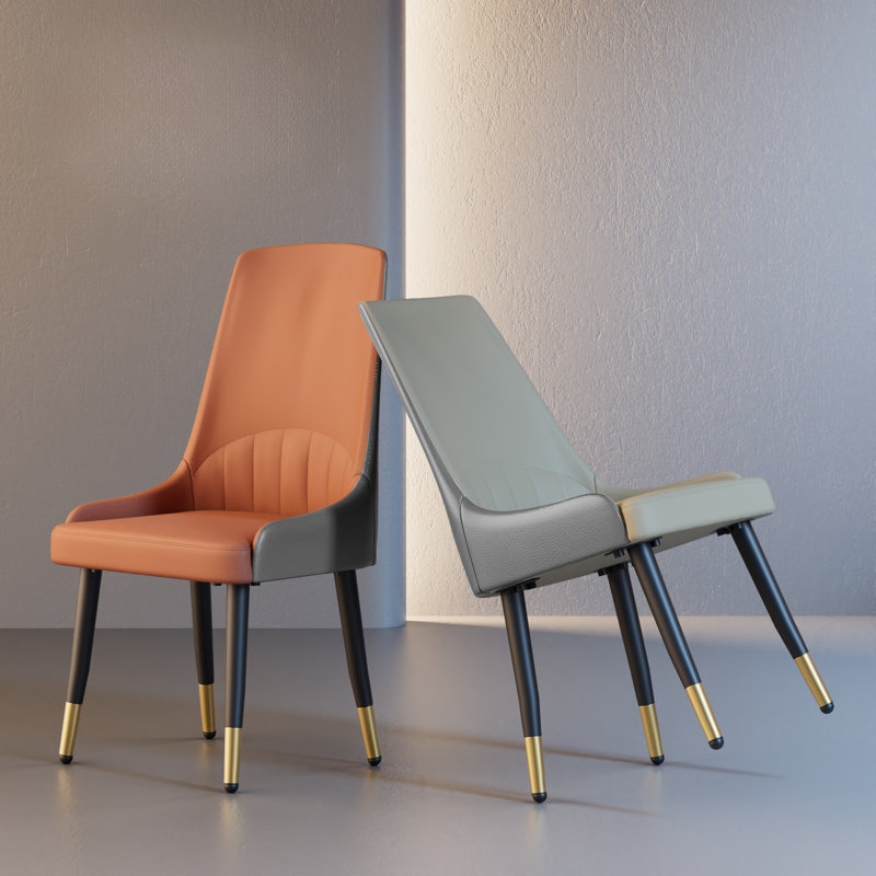 Bernelda 47.5cm H Microfiber / Microsuede Upholstered Side Chair, Orange/Grey