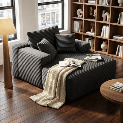 47" Boneless Cloud Corduroy Compression Single Sofa, No Assembly, Independent Pocket Springs & High Resilience Foam Small Couch for Bedroom Apartment