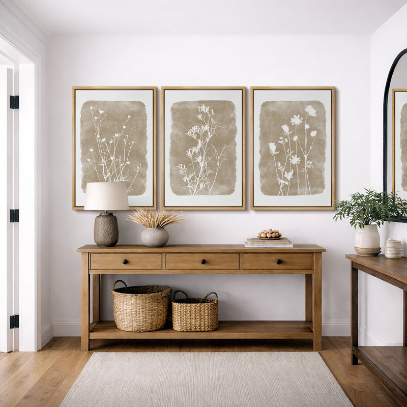 «Minimal Botanical», beige neutre, art floral botanique rustique, photos de salon rétro à fleurs sauvages simples, impression sur toile encadrée, 3 pièces, art mural: 16 po x 24 po x 3 pièces, 24 po x 36 po x 3 pièces