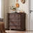 Farmhouse 5 Drawer Dresser for Bedroom, 32.6 Inch Tall Vintage Chest of Drawers, Mid-Century Small Dressers w/Square Solid Wood Legs, Rustic Storage Organizer for Living Room (Walnut)-963546495