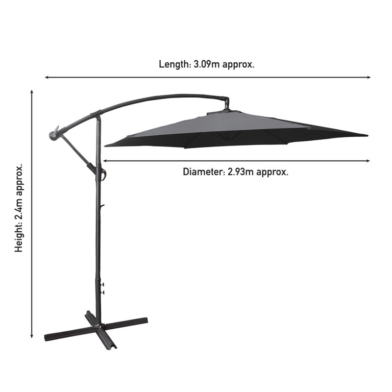 Wisner 300cm Cantilever Parasol, Grey