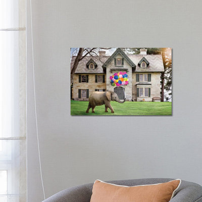 Elephant Party Balloons 1 Piece Wrapped Canvas Wall Art