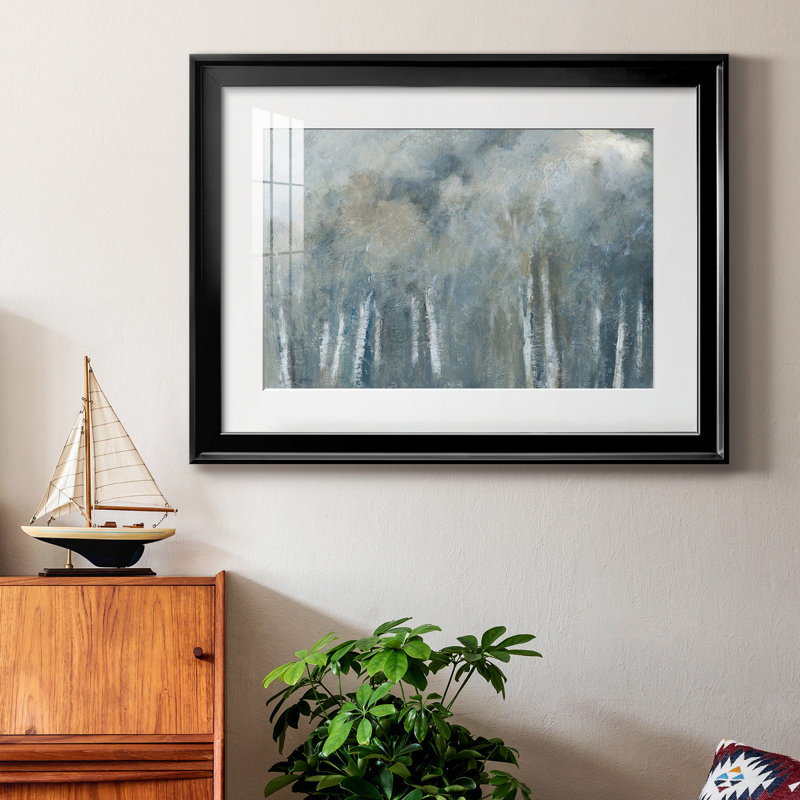 Birch Solitude - peinture encadrée, H 22,5 po x l 30,5 po x P 1,5 po, Cadre noir
