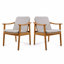 Chaises de salle à manger d'extérieur 2 pièces en bois d'acacia avec coussins imperméables et meubles de patio résistants aux intempéries-173496582