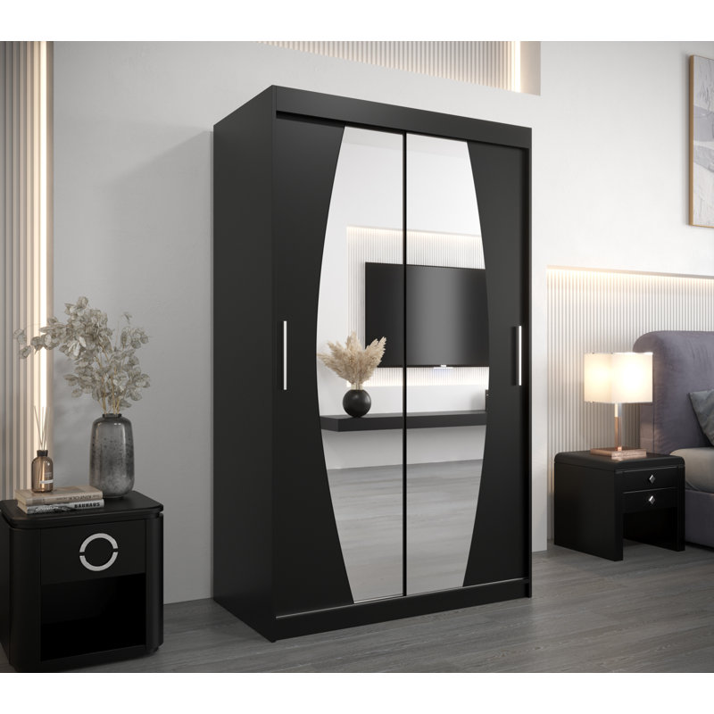 Antavis 2 Door Manufactured Wood Wardrobe, Black Matt