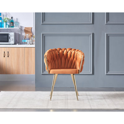 Anneruth Velvet Dining Chair - Ergonomic Tufted Back and Metal Legs - Button Back Armchair for Dining Room Living Room Restaurants