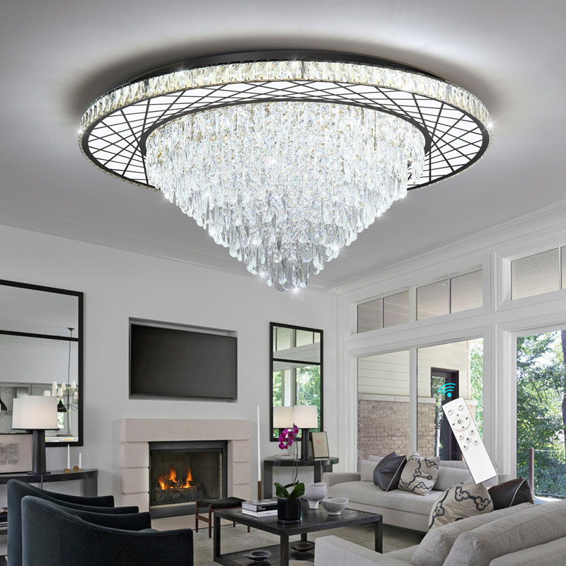 Grand lustre en cristal Glam, Noir mat