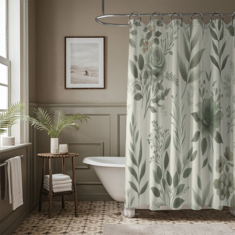 Rideau de douche standard 1 pièce Green Blossom Dream, H 74 po x l 71 po