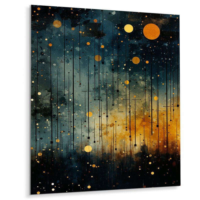 Paysage de murmures astraux jaunes - paysage abstrait, H 20 po x l 12 po x P 1 po