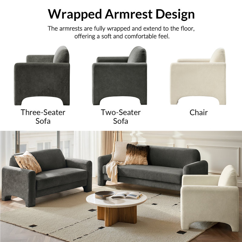 3 - Piece Living Room Set, Grey
