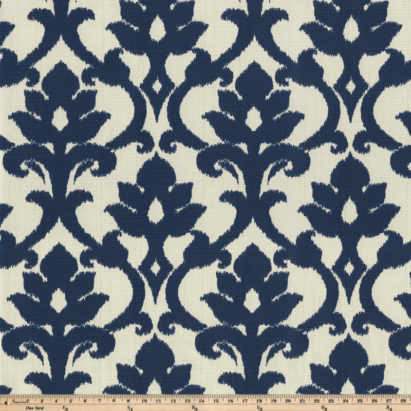 Navy and White Damask Ikat Square Floor Pillow