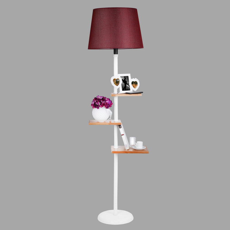 Lampe de table sur pied 67 "Joffe, Rouge bordeaux, Blanc