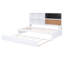 Lit de jour avec tablettes de rangement, tableau noir, tableau de liège, ports USB et lit gigogne simple, blanc-283646122