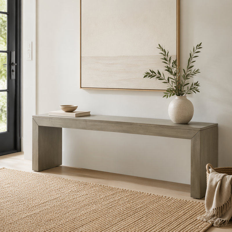 Banc de salle à manger en bois, Grey+Taupe1, 63inch
