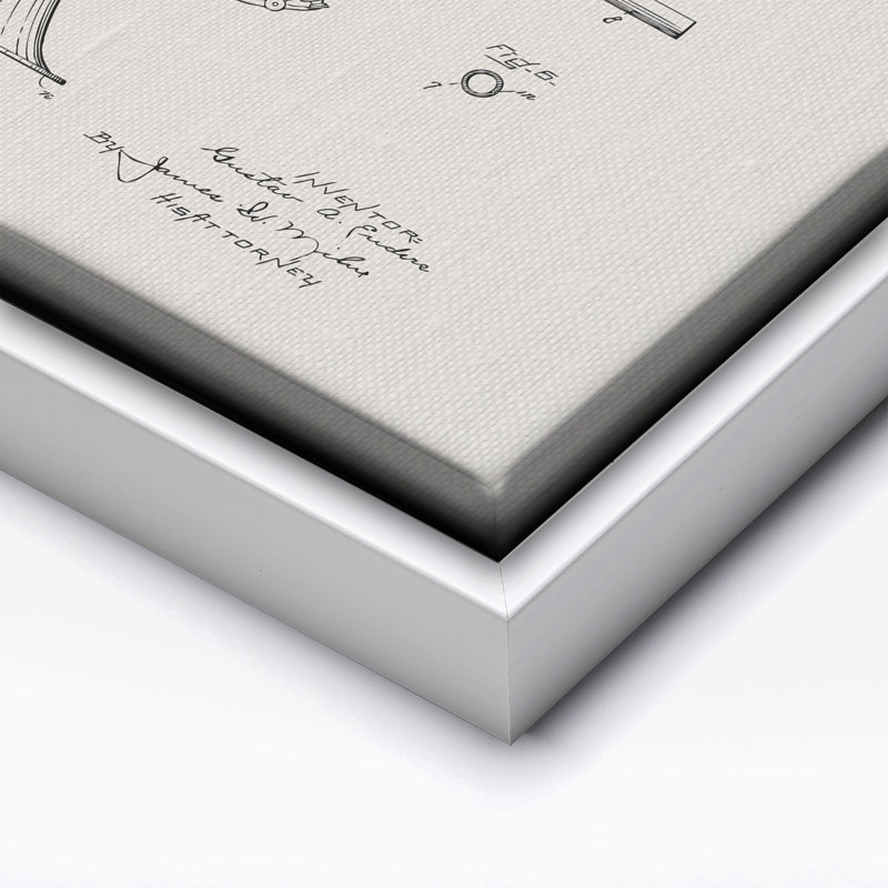Trompette Blueprint No1, Canvas, 12"H x 16"W, White Framed