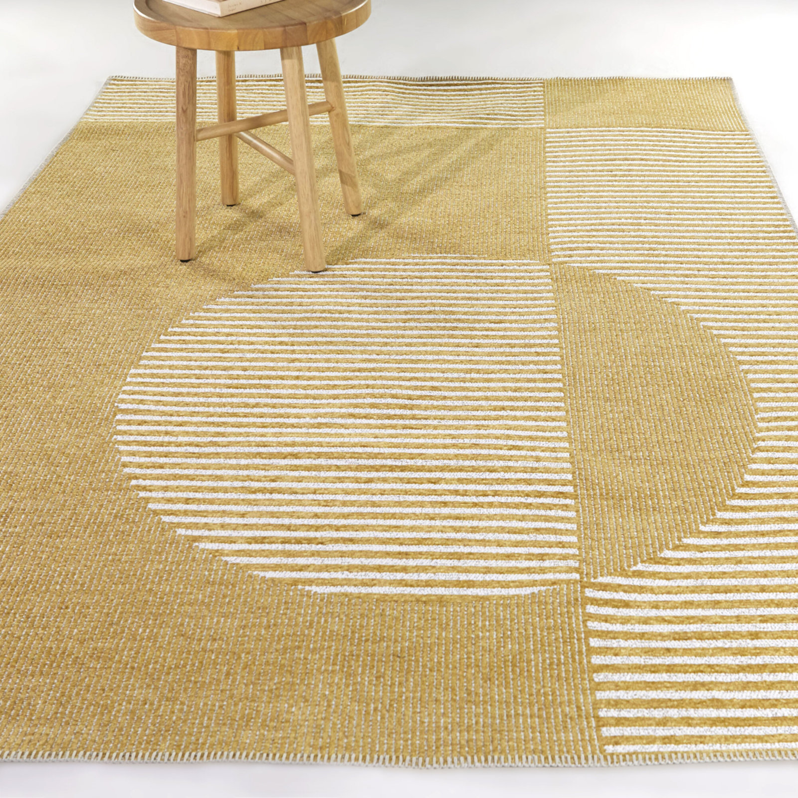 Corson Recycled P.E.T Yellow Recycled Fibers Rug, Rectangle 5'3" x 7'