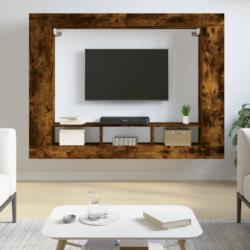 Marisabel TV Cabinet 152x22x113 cm Engineered Wood, Smoked Oak