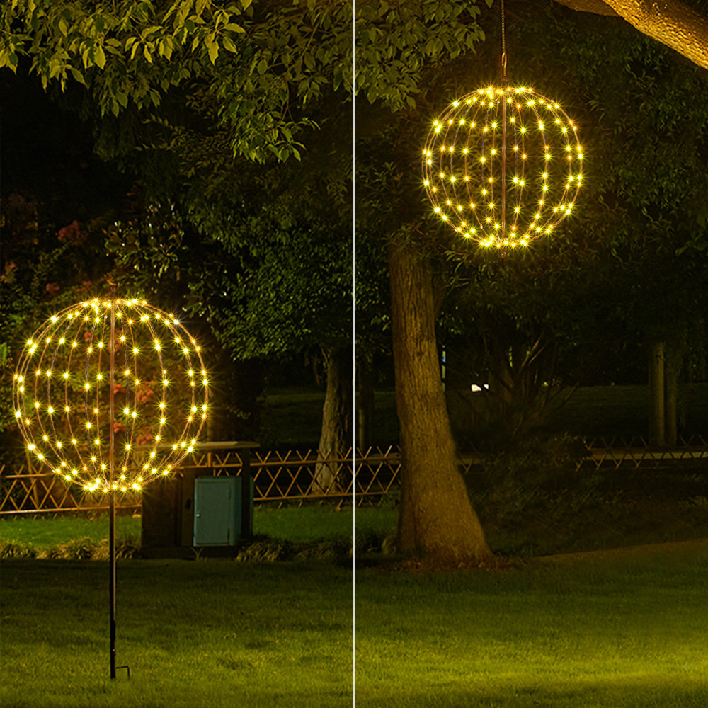 16" 128-LED Hanging Light Sphere, Brown