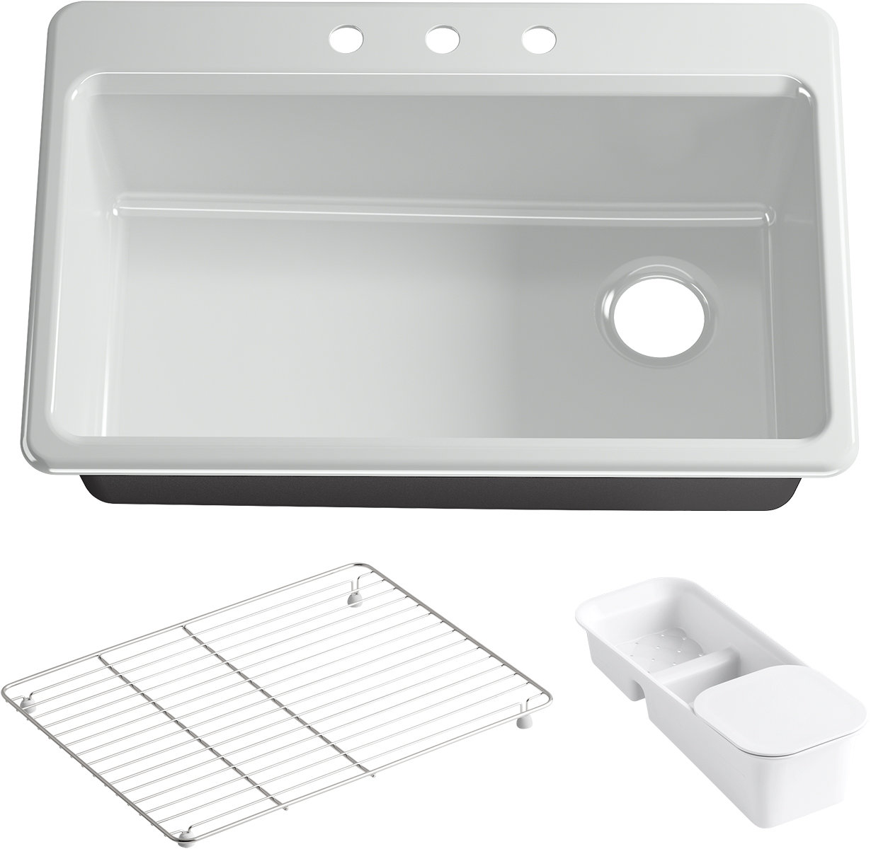 Riverby™ Single-Bowl Top-Mount Kitchen Sink, 3 hole, White
