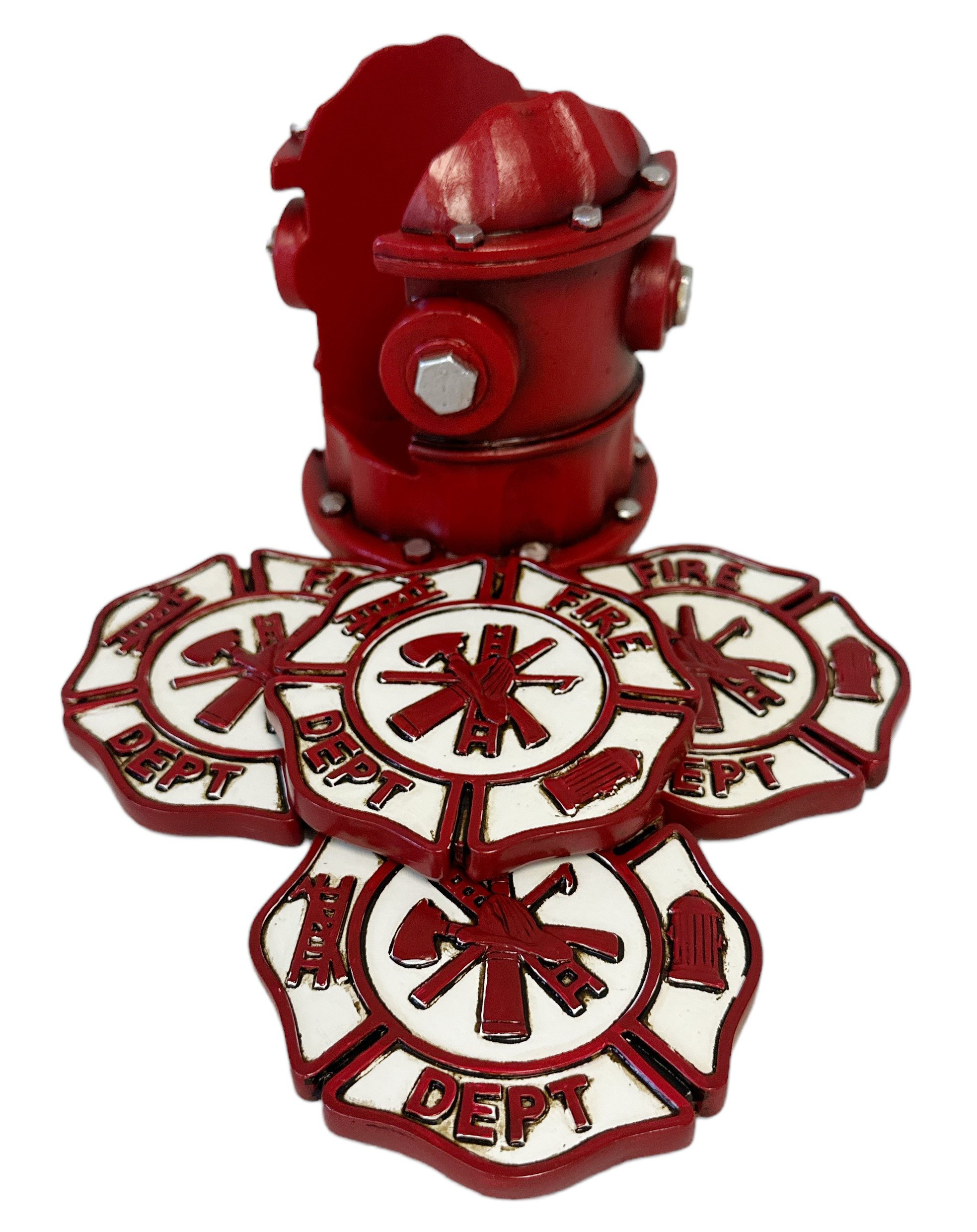 Winston Porter Polyresin Fire Department Red Hydrant First Responder