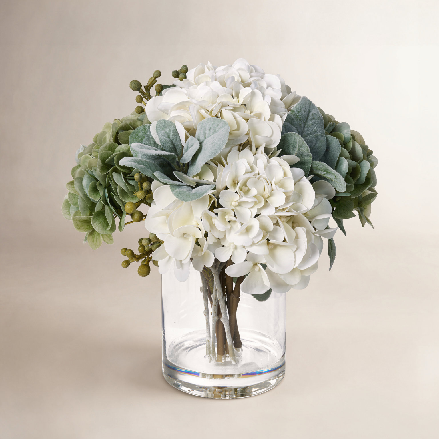 Ashwell Hydrangea Floral Arrangement, White/Green