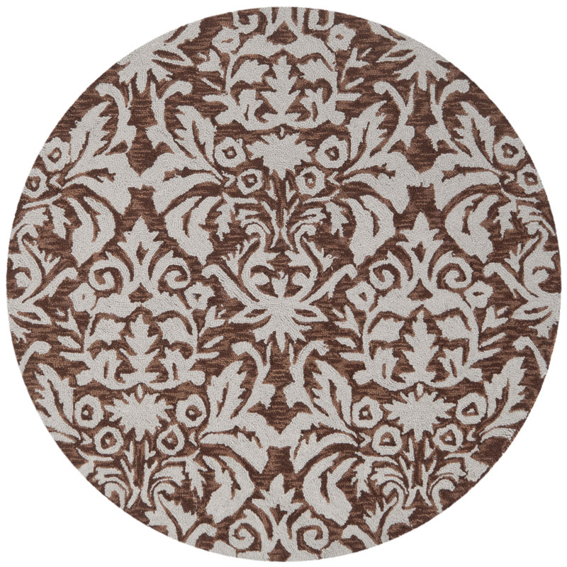 Hollander Hand-Hooked Wool Brown Area Rug, Round 4'