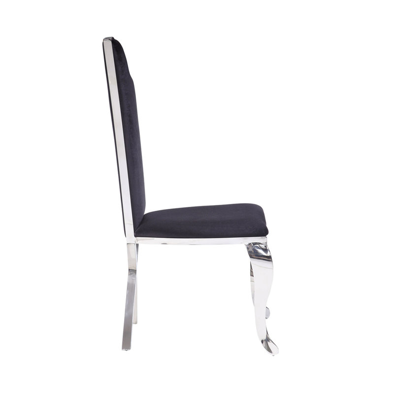 Ensemble de chaises d'appoint en tissu noir Cyren et en acier inoxydable (ensemble de 2)