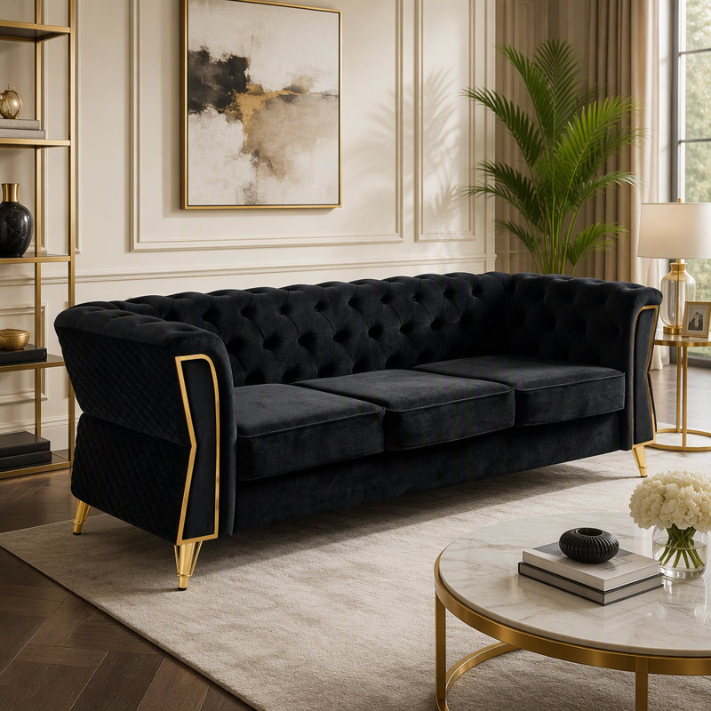 87.41 " Velvet Sofa