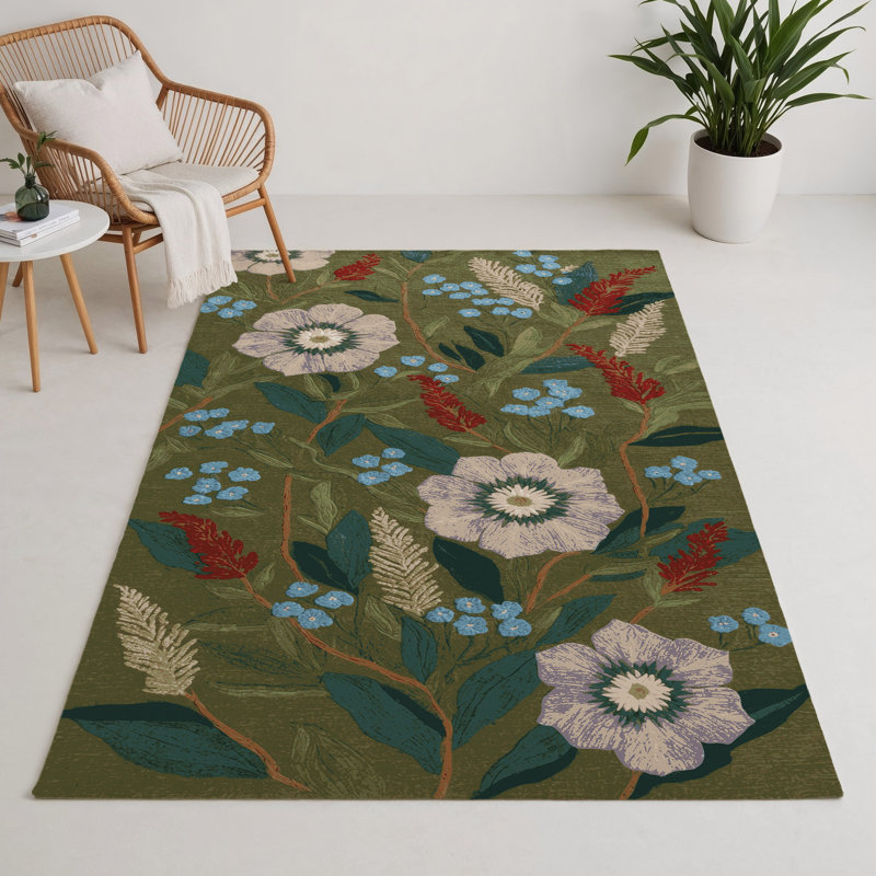 Tapis d'intérieur et d'extérieur brun Botanical, Rectangle 5 pi x 7 pi