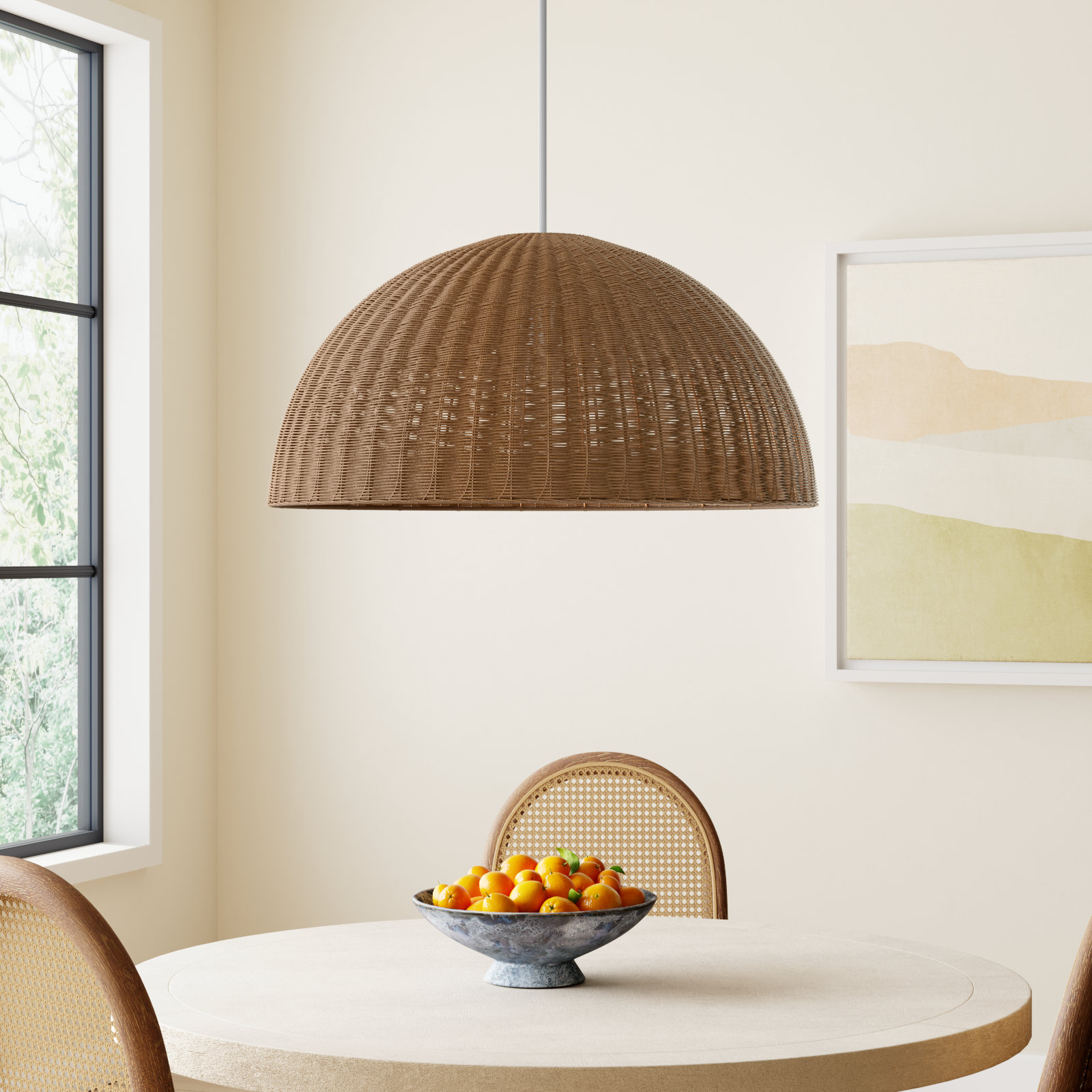 Pippa Dimmable Woven Single Light Pendant, 51.26" H x 33.46" W x 33.46" D