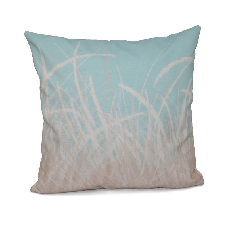 Beach Vacation Floral Reversible Throw Pillow, 20" H x 20" W, Aqua