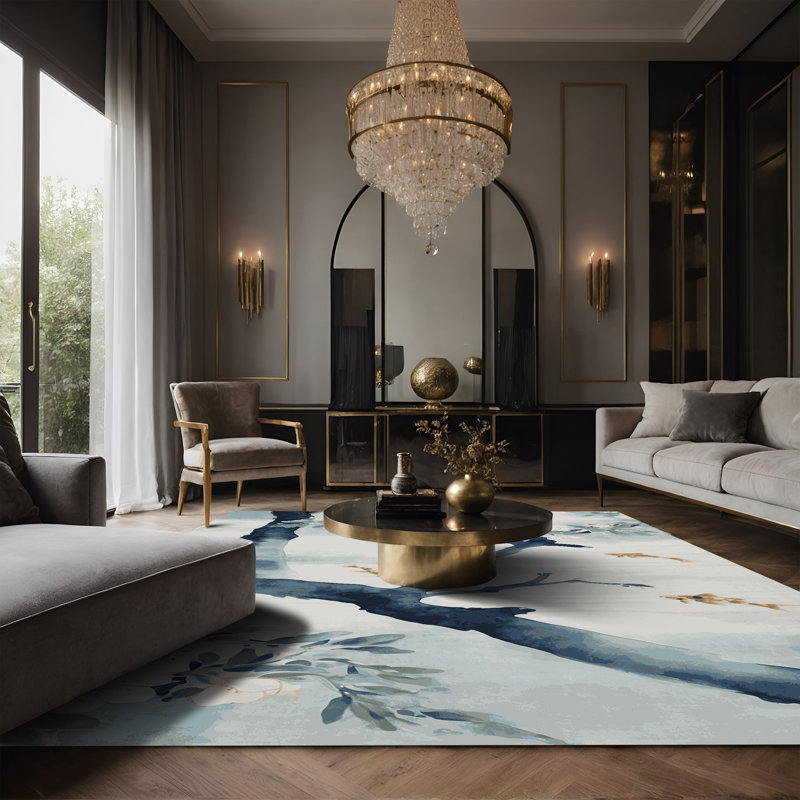 Tapis gris soyeux et moelleux, Rectangulaire 3 pi x 5 pi