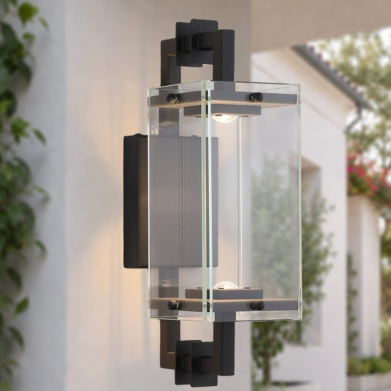 Applique murale moderne d'extérieur en verre noir, DEL 10 W, IP65, 3000 K