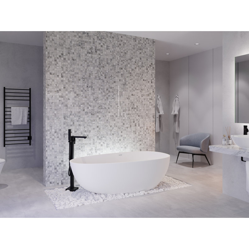 Fiume 66.875'' x 33.375'' Soaking Stone Bathtub