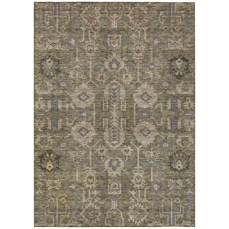 Tapis d'intérieur lavable 10 pi x 14 pi brun et gris anthracite