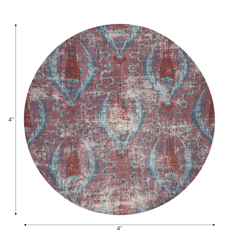 Jewel White Vegan Leather Round Coasters, Red