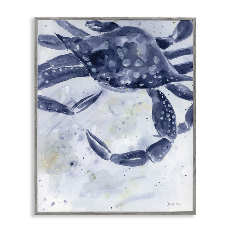 Natation, crabe bleu, art giclée par Yvette St. Amant, Estampe numérique Farmhouse, H 14 po x l 11 po