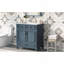Meuble-lavabo de 30 po avec lavabo en céramique, armoire de rangement en bois massif avec portes à fermeture douce, style rétro, bleu
