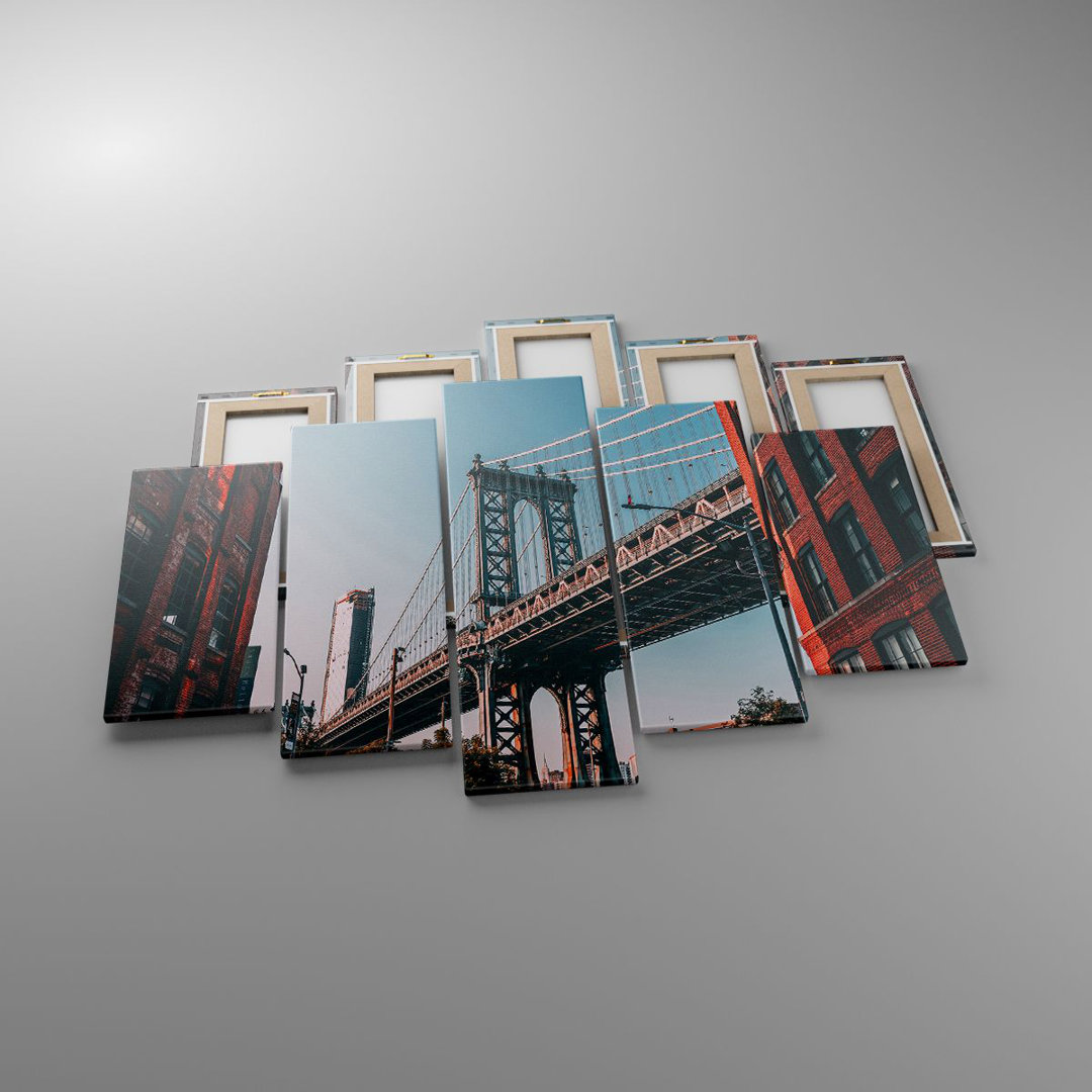 5-tlg. Leinwandbilder-Set Manhattan Bridge Bridge